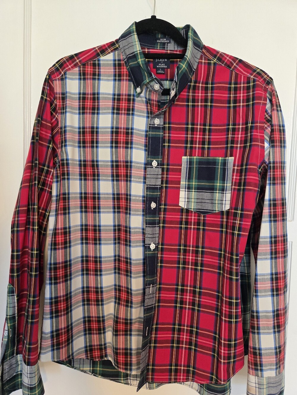 J Crew Button-Down Plaid Men’s Shirt - Red Multi Size Large
